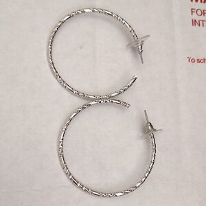 Silver Textured Hoop Earrings - Women Jewelry Earrings